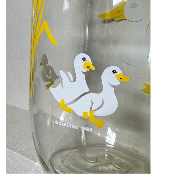 Vintage 80s Carlton Glass Sun Tea Jars Canisters Ducks Geese Yellow Lidded USA - Picture 4 of 11